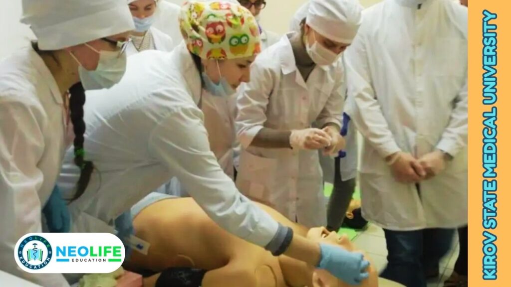 Students walking across the campus of Kirov State Medical University, a top destination for MBBS in Russia with transparent Kirov State Medical University fees.