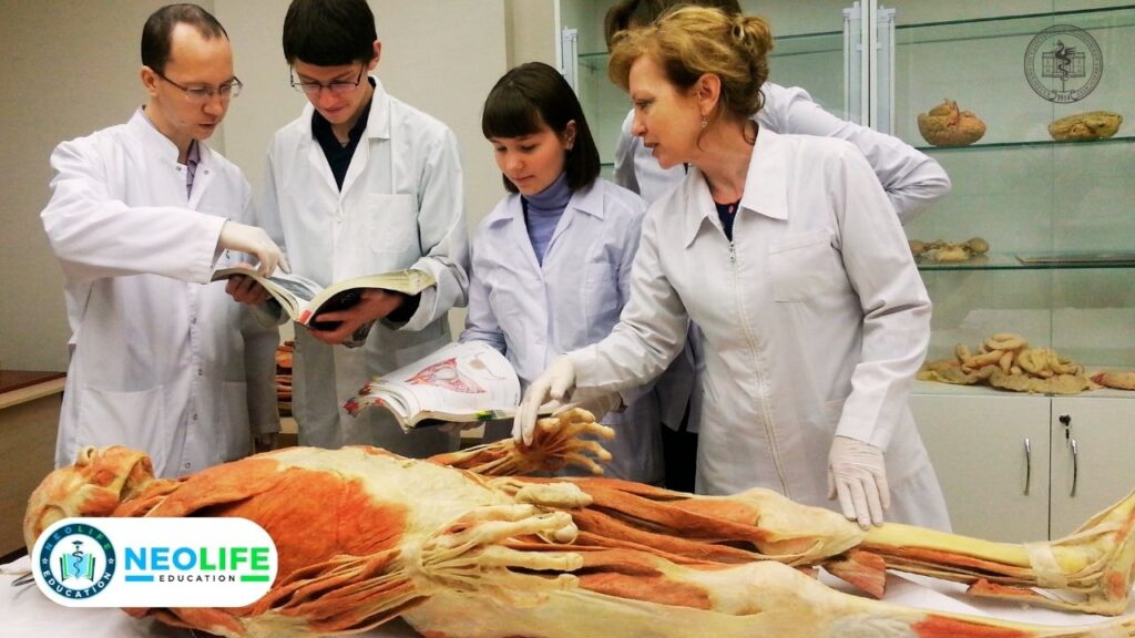 Professor teaching students in Kazan state medical university