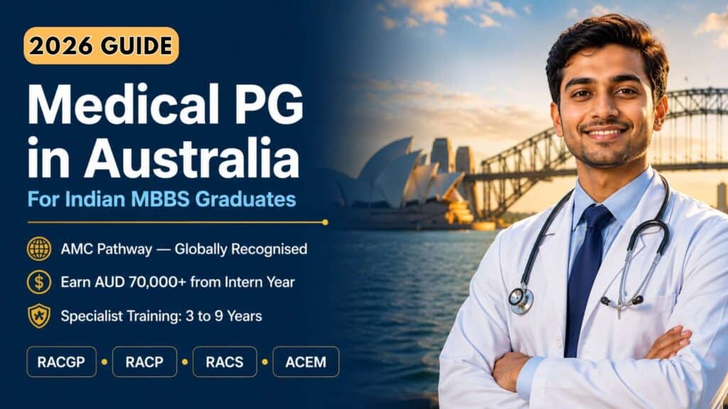 Indian MBBS doctor planning PG medical in Australia — AMC pathway guide for Indian students 2026
