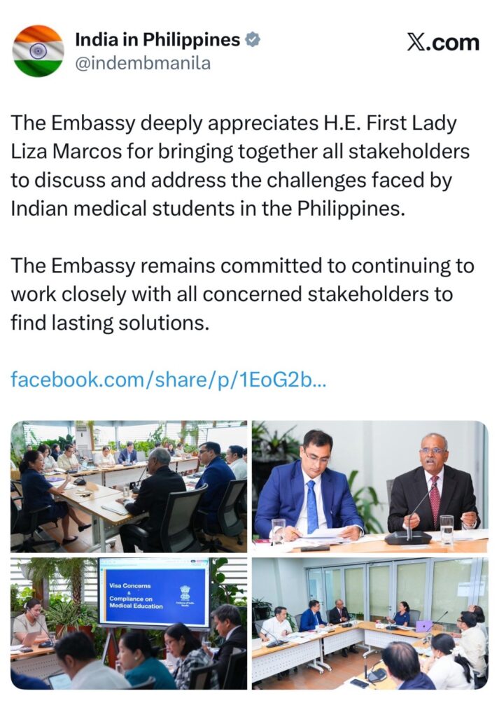 Indian embassy meeting post from X.com